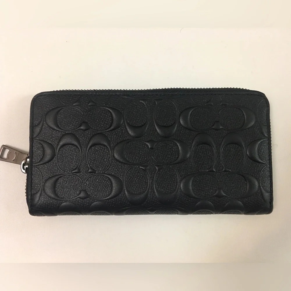 Coach Black Signature Zip Wallet